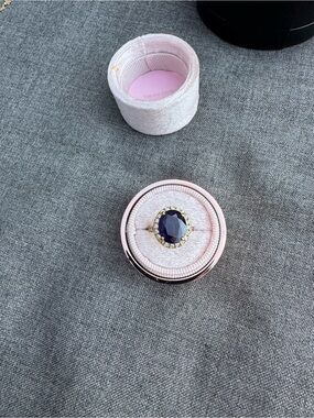 Classic Oval Sapphire Halo Ring in Gold Tone - Women's Jewelry